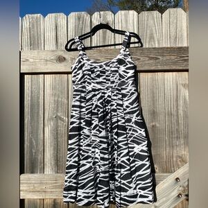 Calvin Klein Black and White Patterned Dress Size L